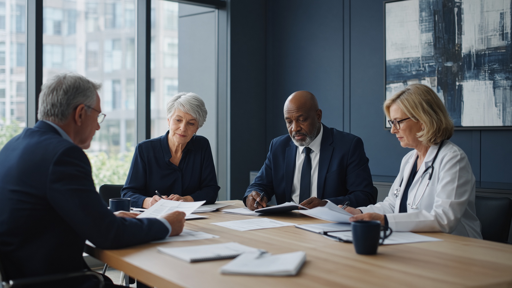 Comité directivo trabajando con criterio